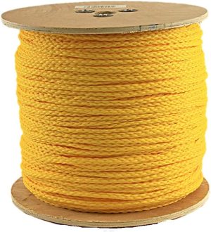 Rope King HBP-141000Y Hollow Braided Poly Rope - Yellow - 1/4" x 1,000'