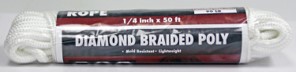 Rope King DBP-1450 Diamond Braided Poly Rope 1/4" x 50'