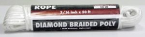 Rope King DBP-31650 Diamond Braided Poly Rope 3/16" x 50'