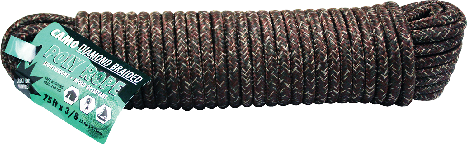 Rope King DBP-3875C Camo Diamond Braided Poly Rope 3/8" x 75'