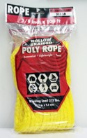 Rope KING HBP-38100 Hollow Braided Poly Rope, Yellow, 3/8" x 100'