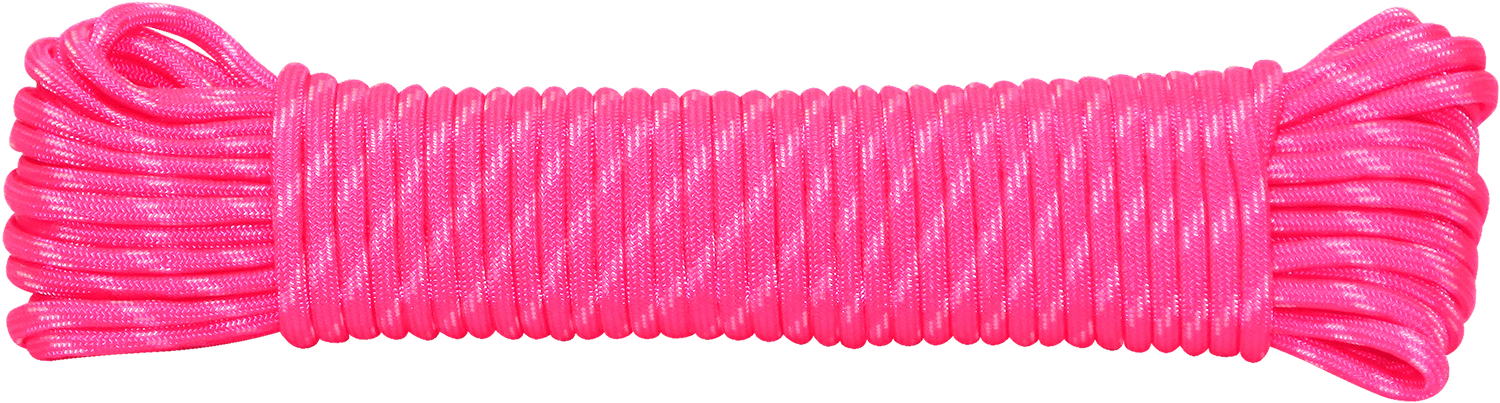 Rope King Nylon Paracord, Pink/White, 1/8" x 50'