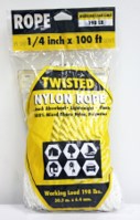 Rope King TN-14100 Twisted Nylon Rope 1/4" x 100'