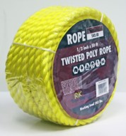 Rope King TP-1250Y Twisted Poly Rope, Yellow, 1/2" x 50'
