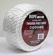 Rope King TP-3850WB Twisted Poly Rope, White/Black, 3/8" x 50'